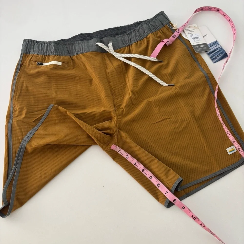 Vuori 7.5” Banks Short Unlined Men’s Size XXL Dark Golden Slub Stripe New